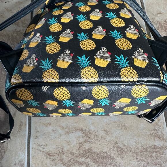 Disney Parks Loungefly Dole Whip Pineapple Swirl Mini Black Backpack Bag **Flaws main image 9
